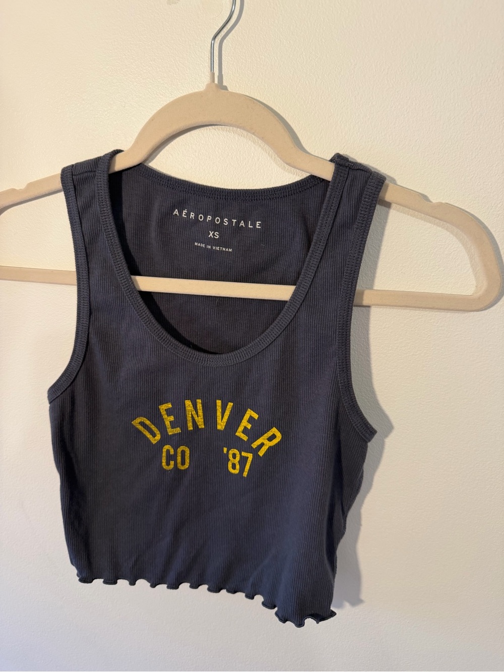 Aeropostale Navy Ribbed Cropped Tank